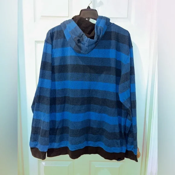 Vans Full Zip Hoodie Mens XXXL Blue & Black Long Sleeve Casual Sweatshirt - Picture 2 of 9